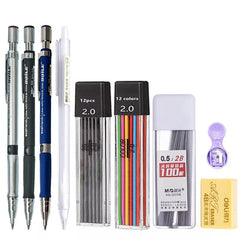 Mechanical Pencil Set with Black/Color Lead Refills