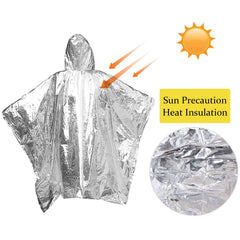 Emergency Water Proof Raincoat (Aluminum Film Disposable Poncho) Cold Insulation Rainwear Blankets