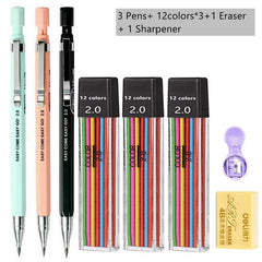 Mechanical Pencil Set with Black/Color Lead Refills