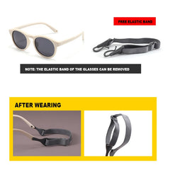 Round Flexible UV400 Polarized Sunglasses with Strap for Ages 0-3 Years